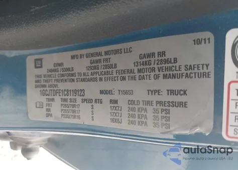 2012 Chevrolet Colorado 2Lt from USA, damaged, VIN 1GCJTDFE1C8119123